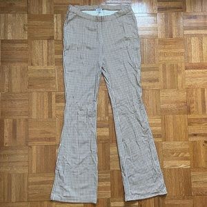 Cotton On Flare Checkered Pants - Brown/White